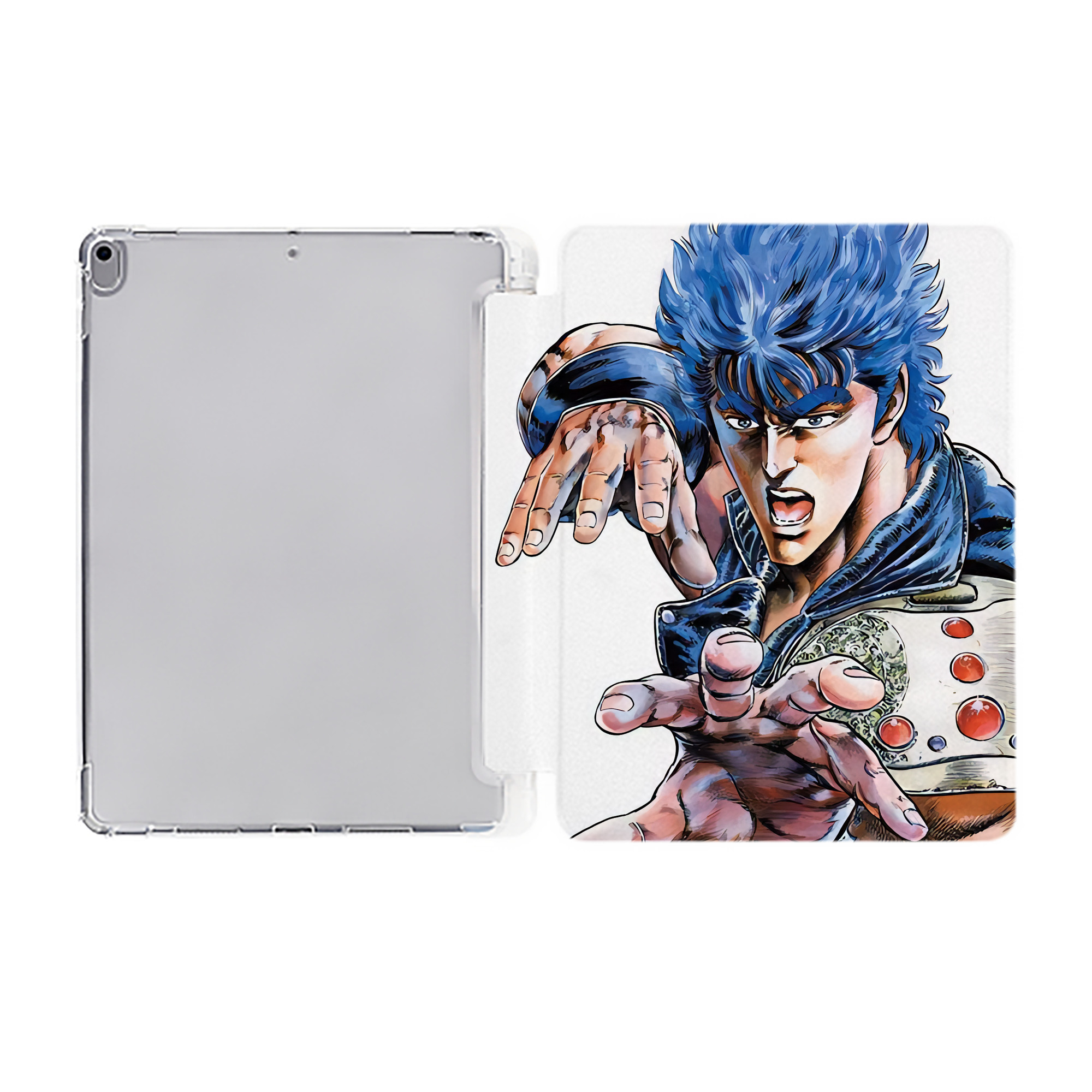（画像用） 北斗の拳 Fist of the North Star IPad ケース ペン収納付き 三つ折りスタンド PUレザー×シリコン 対応機種9.5/10.5/10.9インチ